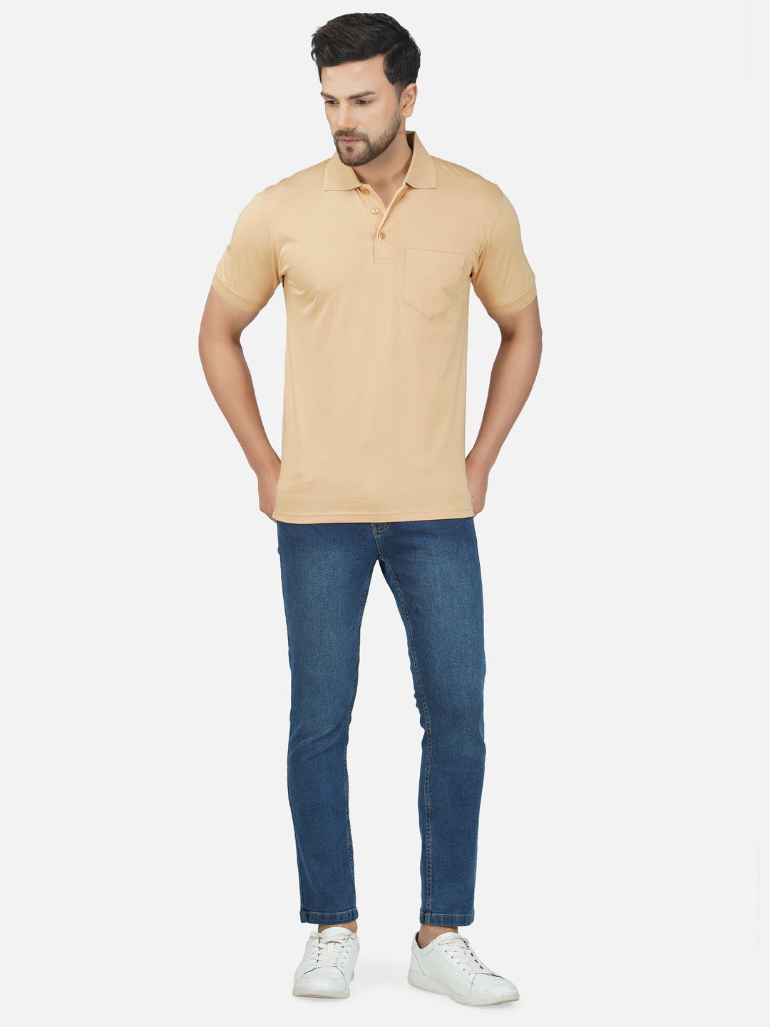 Men's Polo Half Sleeve T-Shirt Beige