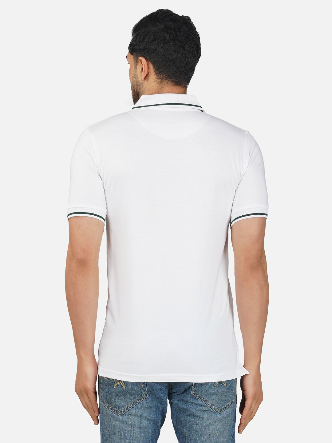 Men's Polo Half Sleeve Design T-Shirt White and Green