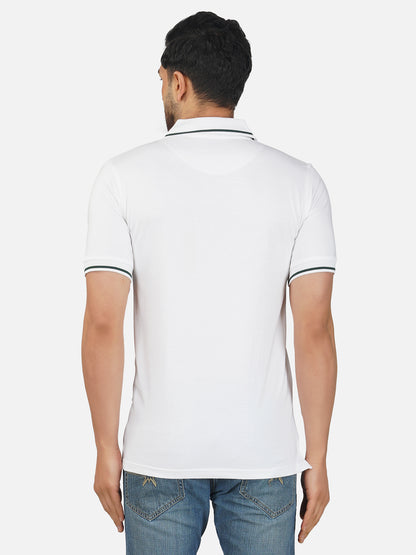 Men's Polo Half Sleeve Design T-Shirt White and Green