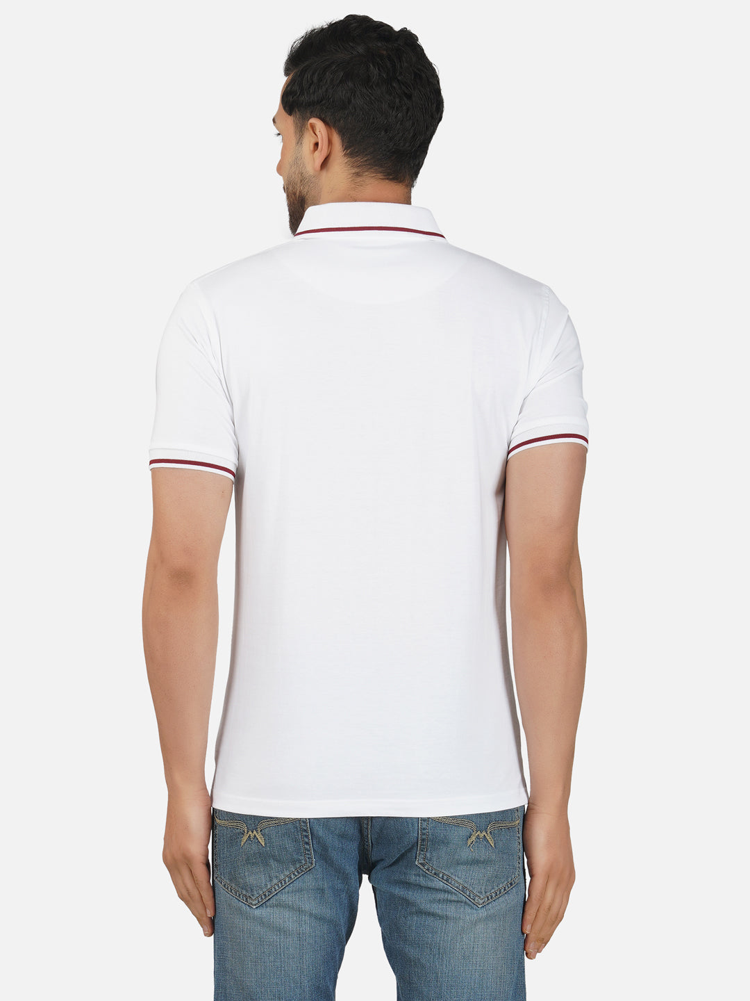 Men's Polo Half Sleeve Design T-Shirt White and Brown