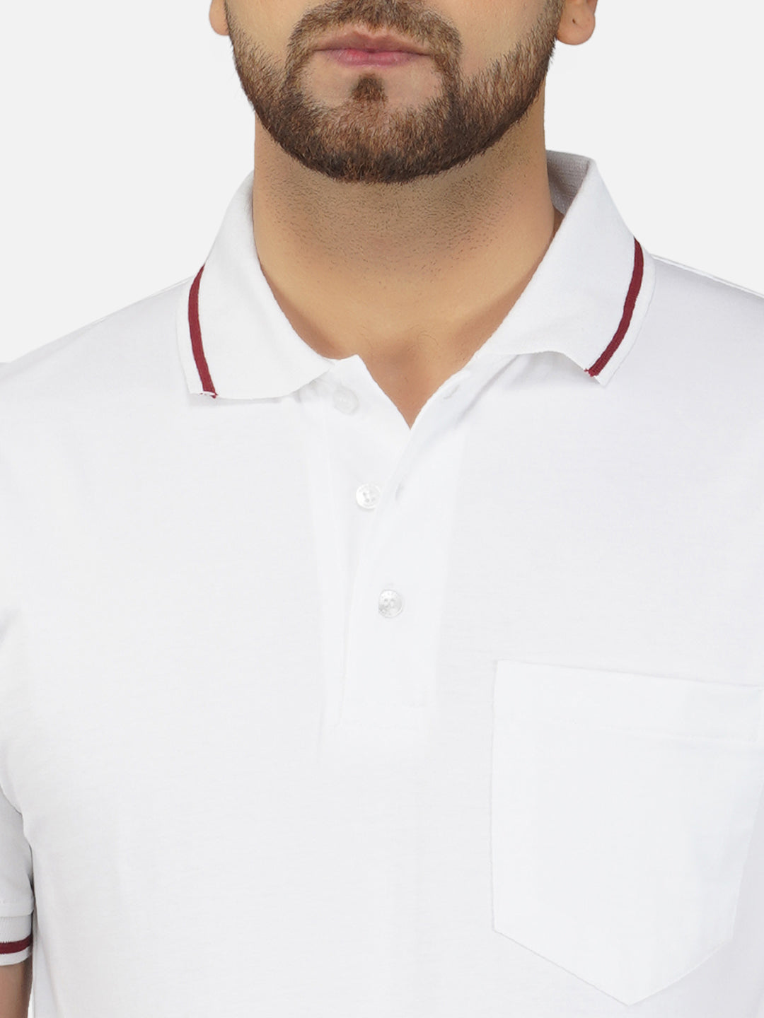 Men's Polo Half Sleeve Design T-Shirt White and Brown