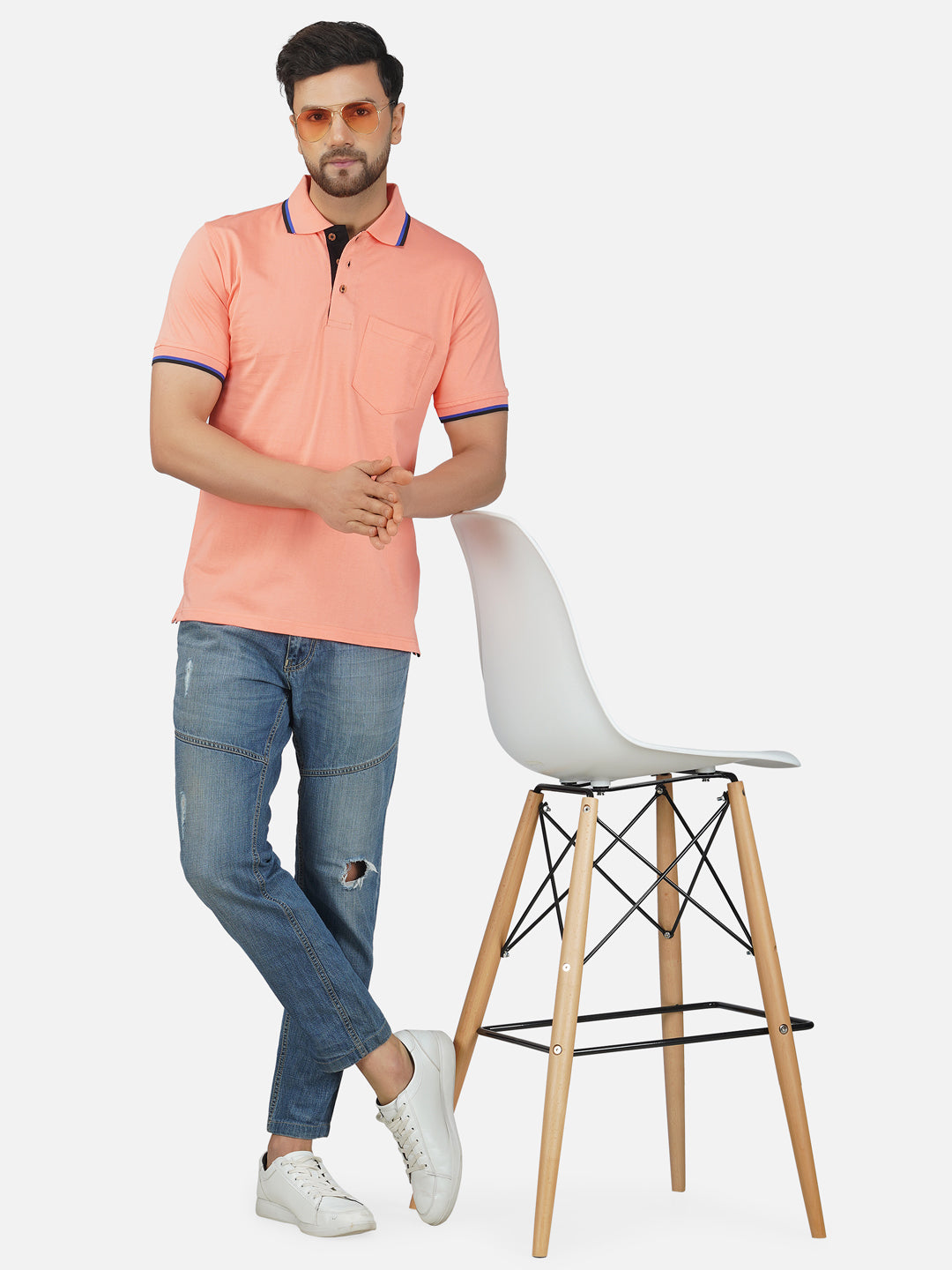 Men's Polo Half Sleeve Design T-Shirt Pink, Blue and Black