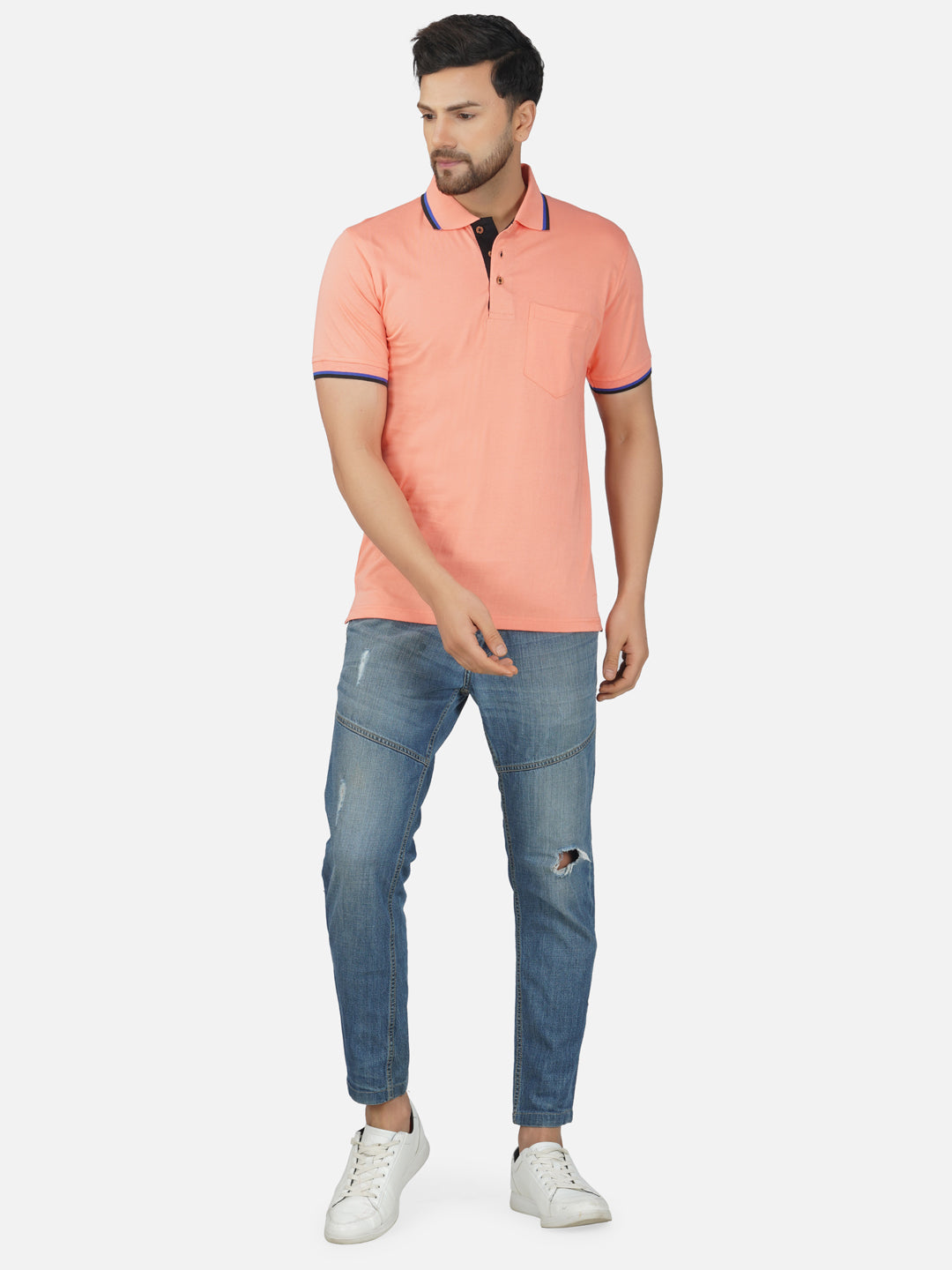 Men's Polo Half Sleeve Design T-Shirt Pink, Blue and Black