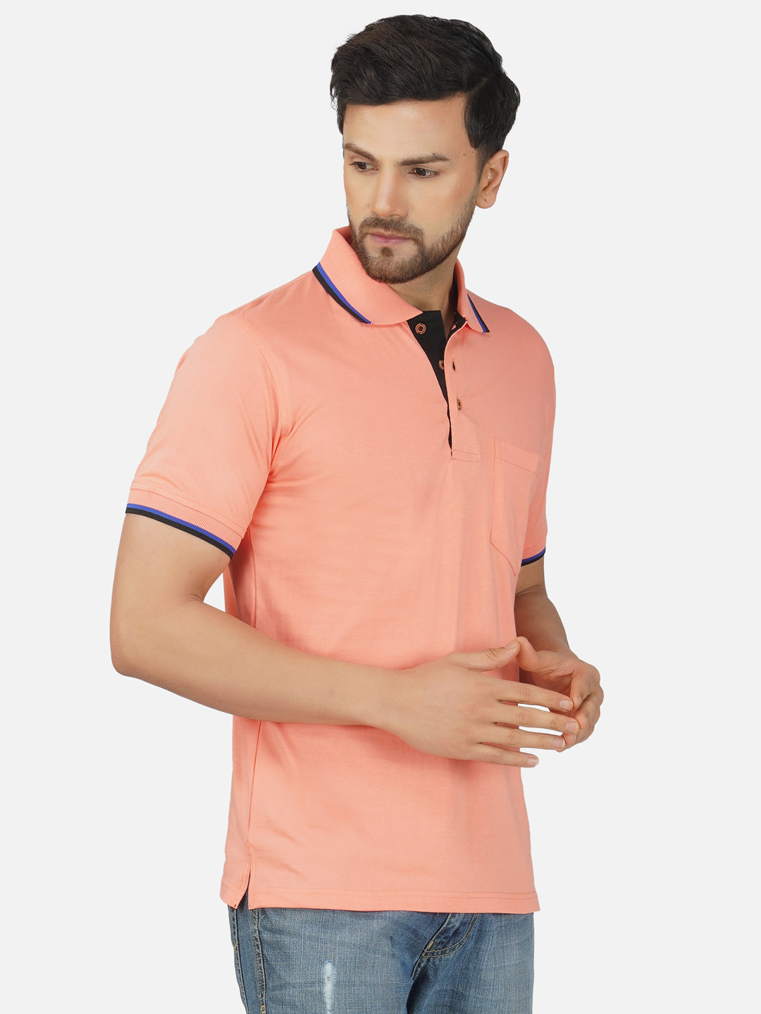 Men's Polo Half Sleeve Design T-Shirt Pink, Blue and Black