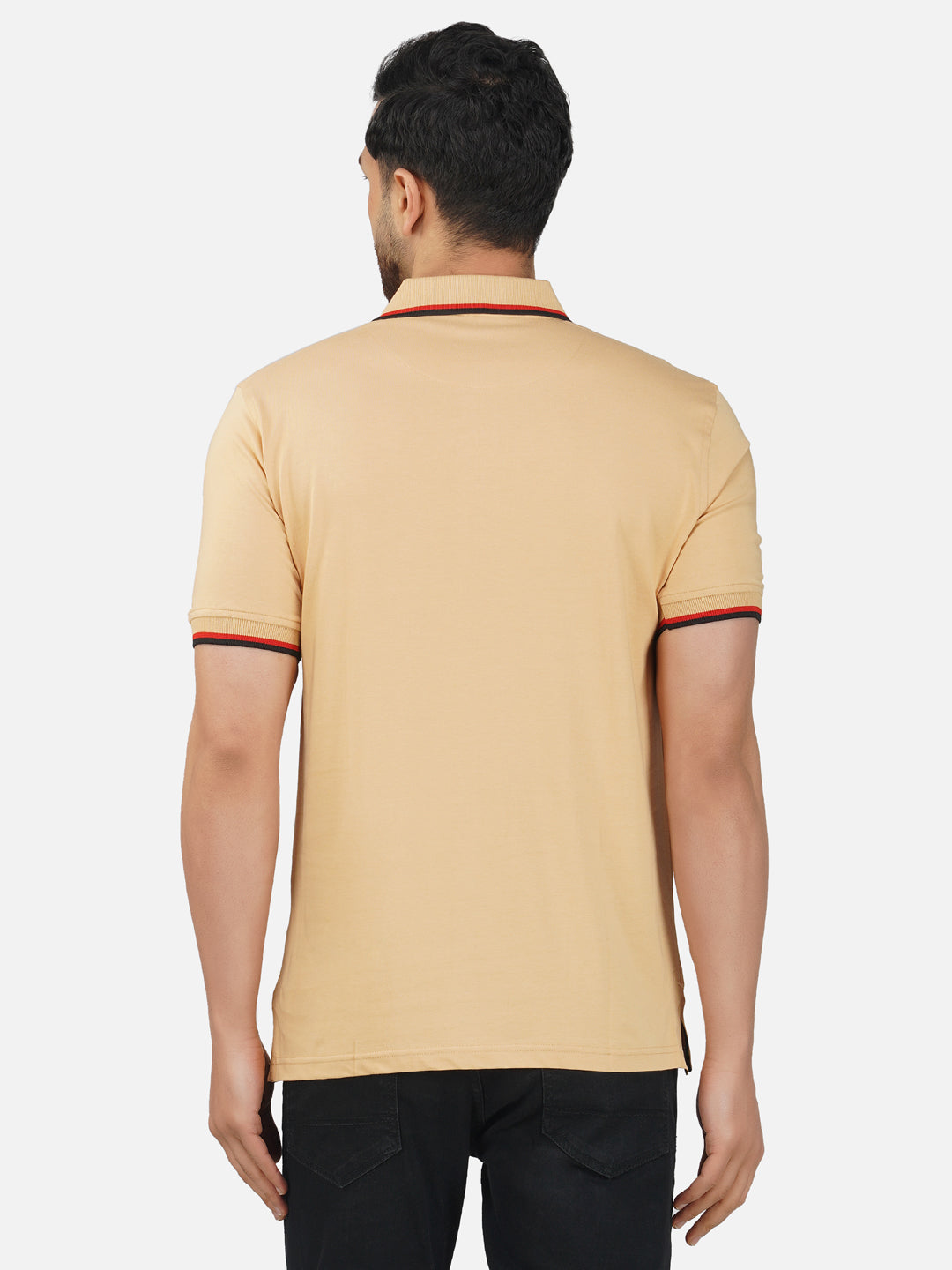 Men's Polo Half Sleeve Design T-Shirt Beige and Black