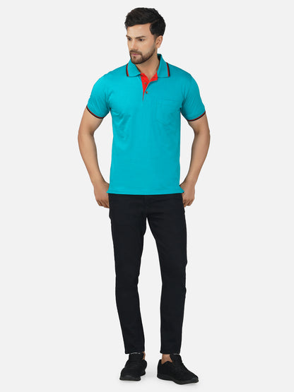 Men's Polo Half Sleeve Design T-Shirt Green, Black and Red