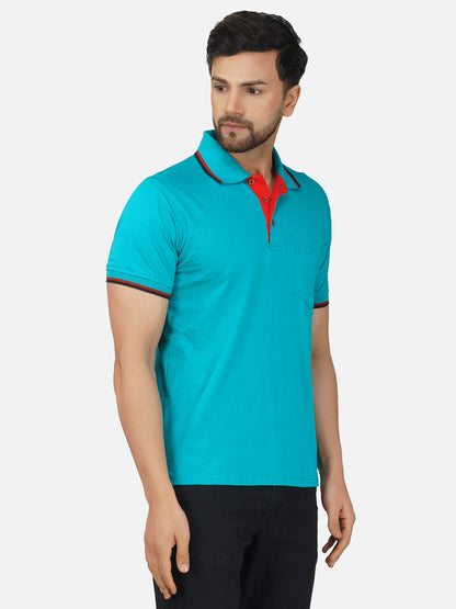 Men's Polo Half Sleeve Design T-Shirt Green, Black and Red