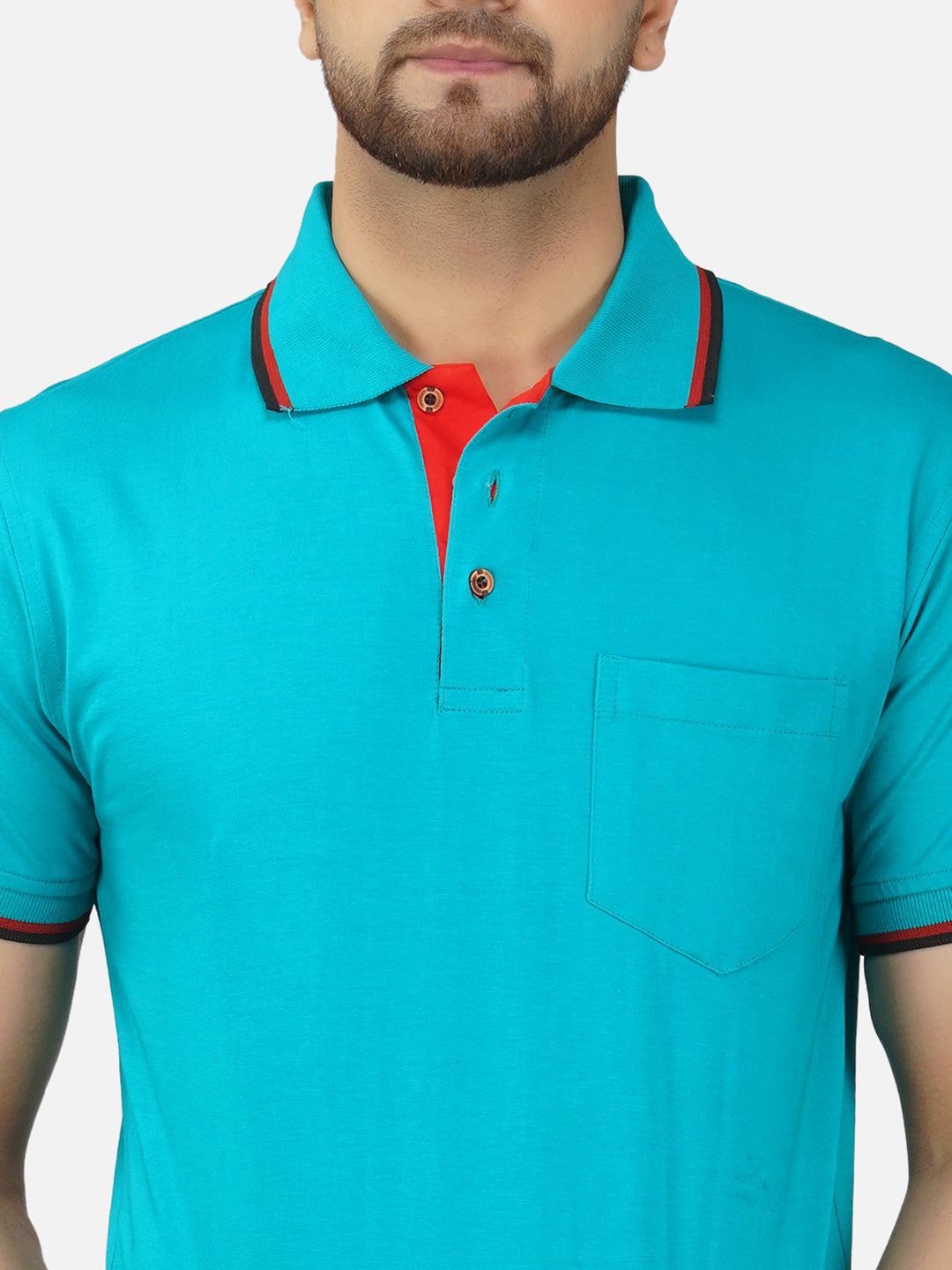 Men's Polo Half Sleeve Design T-Shirt Green, Black and Red