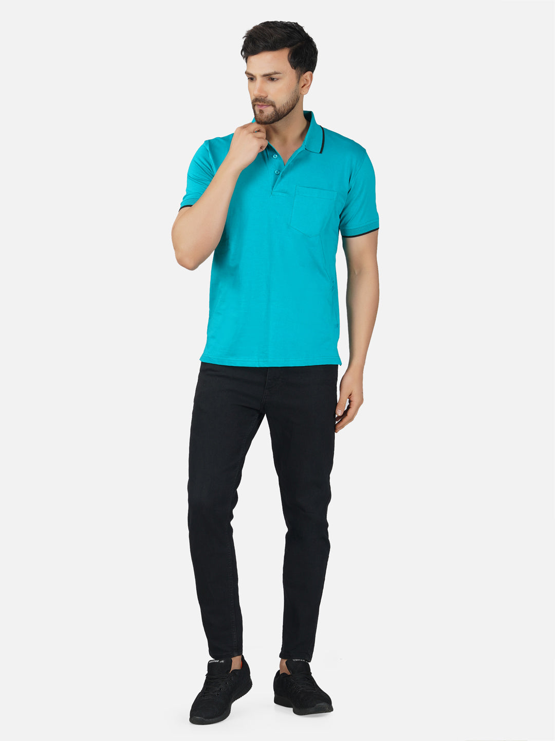 Men's Polo Half Sleeve Design T-Shirt Green and Black