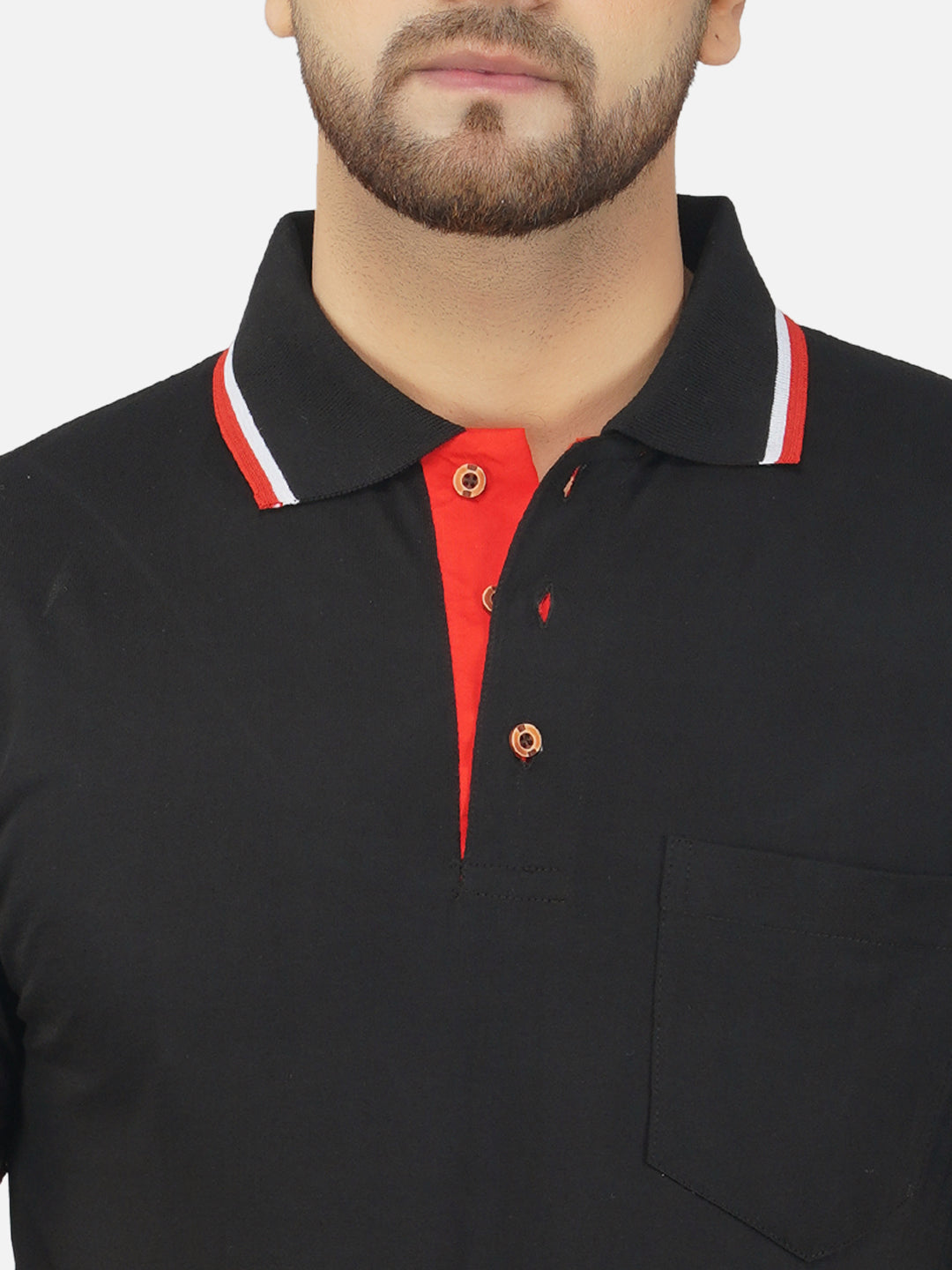 Men's Polo Half Sleeve Design T-Shirt Black and Red
