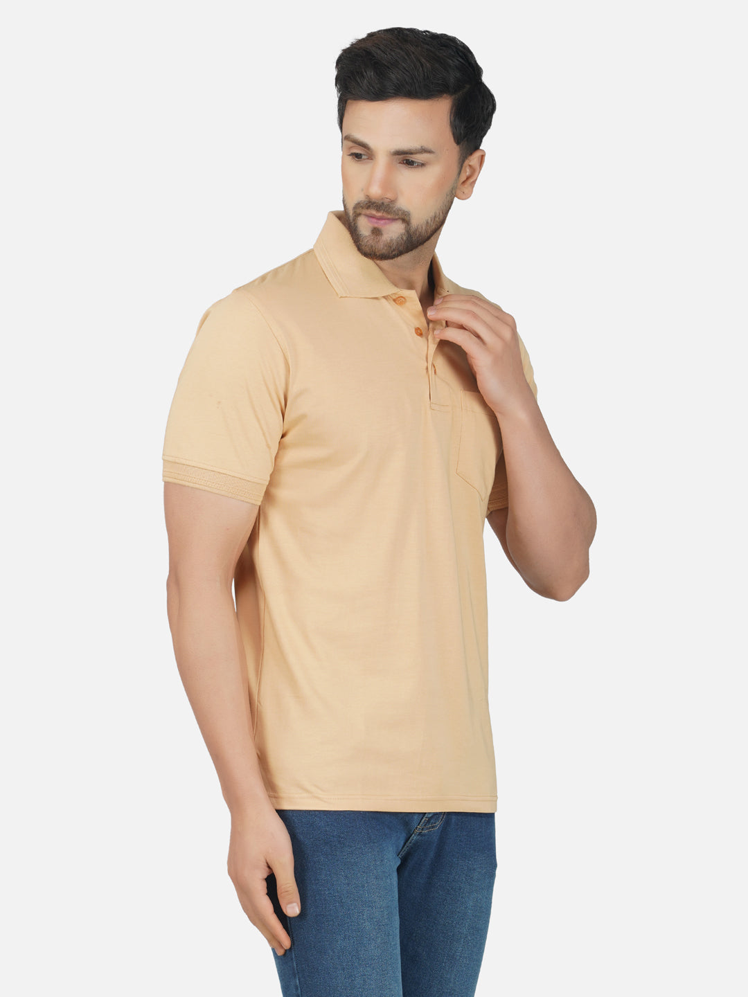 Men's Polo Half Sleeve T-Shirt Beige