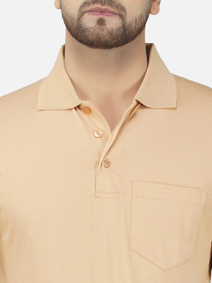 Men's Polo Half Sleeve T-Shirt Beige