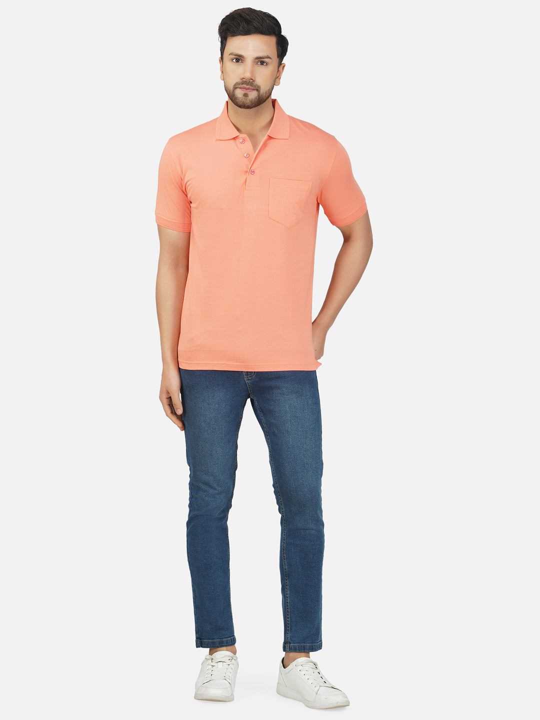 Men's Polo Half Sleeve T-Shirt Peach