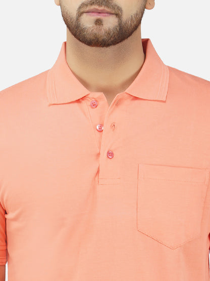 Men's Polo Half Sleeve T-Shirt Peach