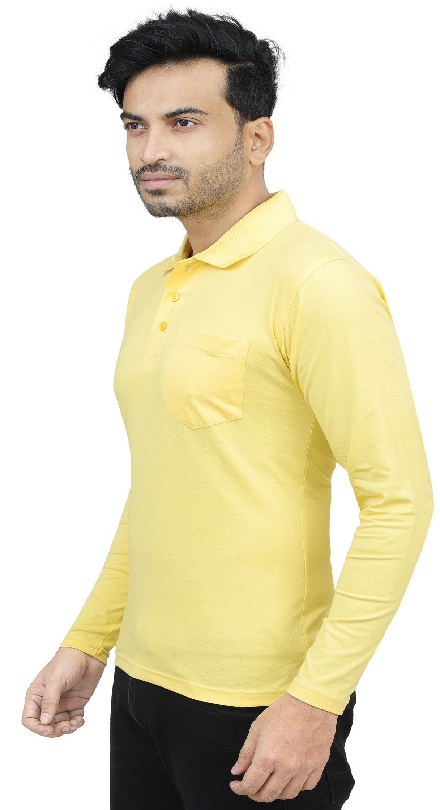 Men's Polo Full Sleeve T-Shirt Lemon