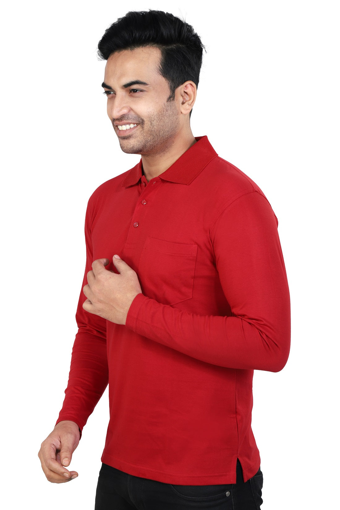 Men's Polo Full Sleeve T-Shirt Red