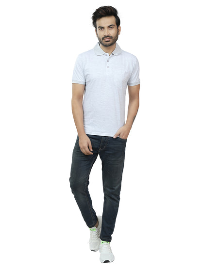 Men's Polo Half Sleeve T-Shirt White Melange