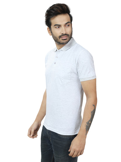 Men's Polo Half Sleeve T-Shirt White Melange