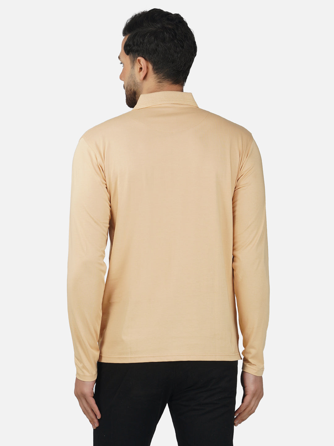 Men's Polo Full Sleeve T-Shirt Beige
