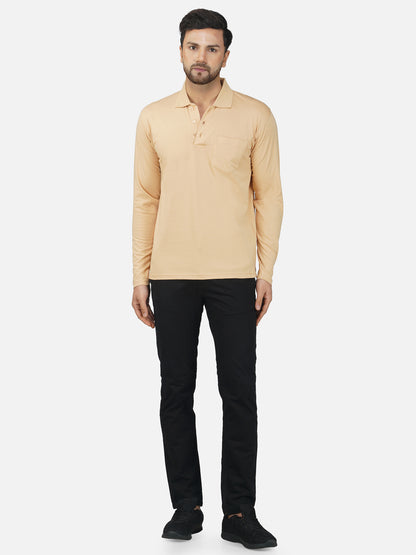 Men's Polo Full Sleeve T-Shirt Beige