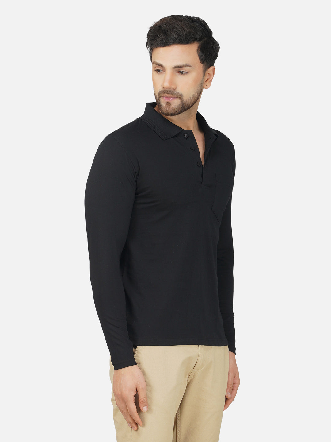 Men's Polo Full Sleeve T-Shirt Black