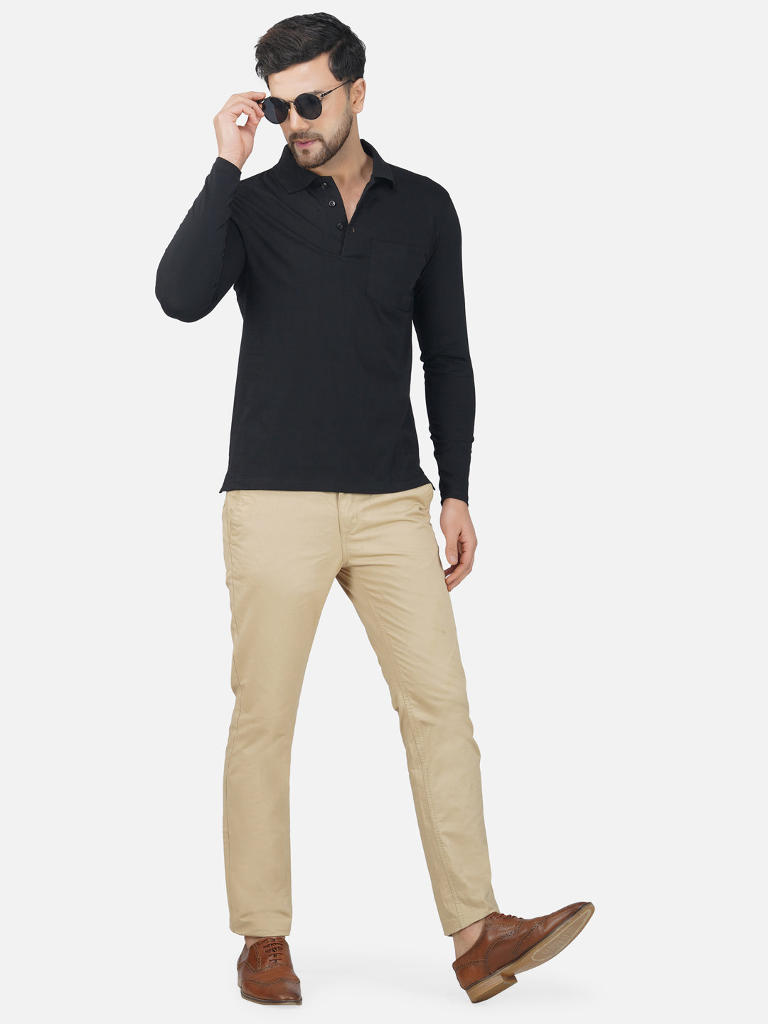 Men's Polo Full Sleeve T-Shirt Black