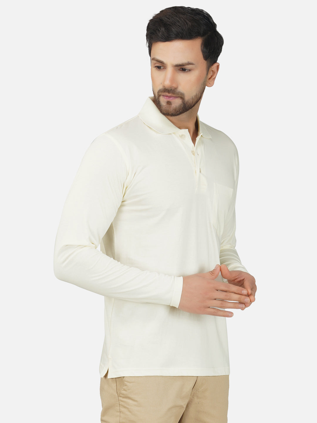 Men's Polo Full Sleeve T-Shirt Butter