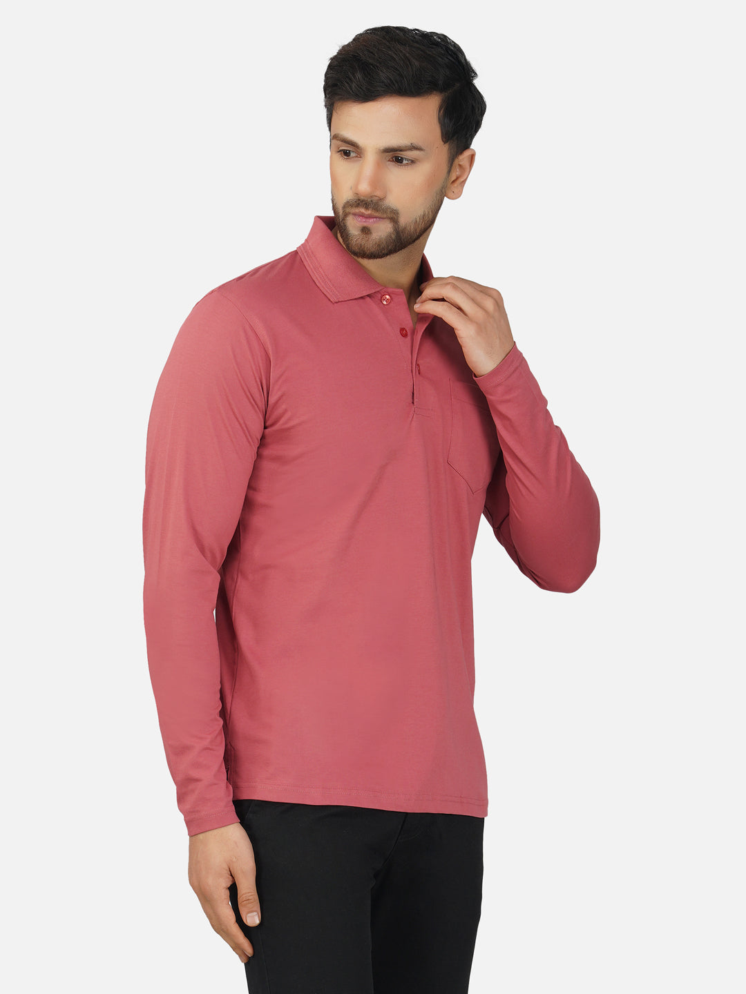 Men's Polo Full Sleeve T-Shirt Dusty Rose