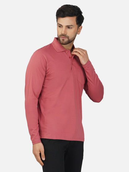 Men's Polo Full Sleeve T-Shirt Dusty Rose