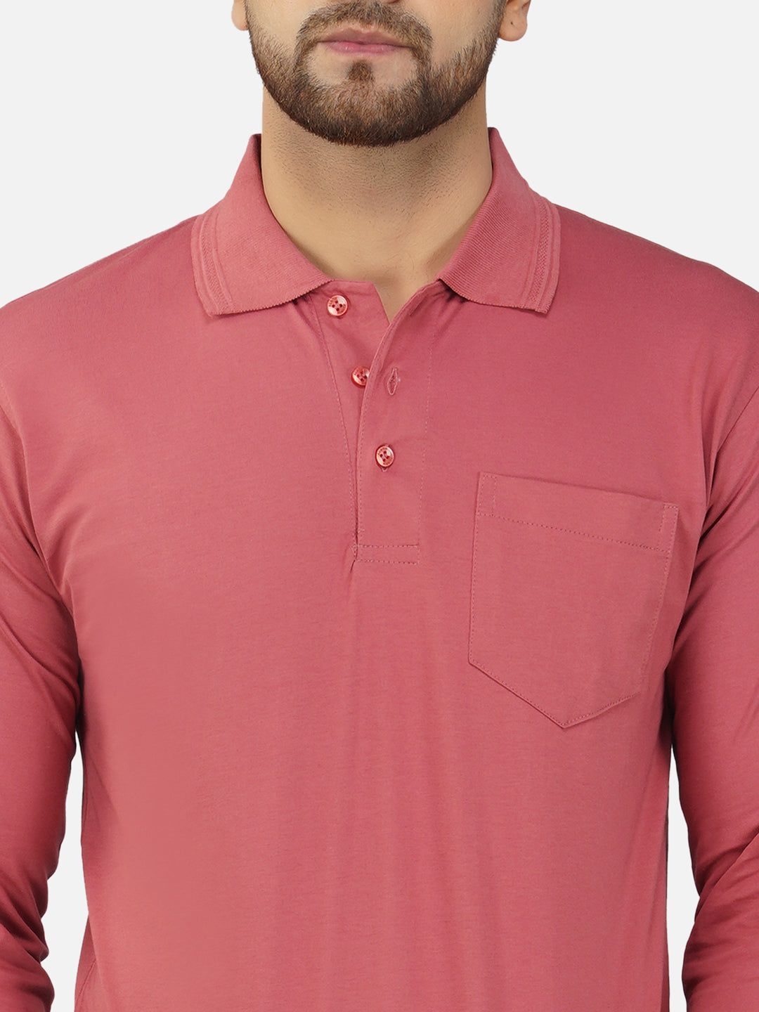 Men's Polo Full Sleeve T-Shirt Dusty Rose
