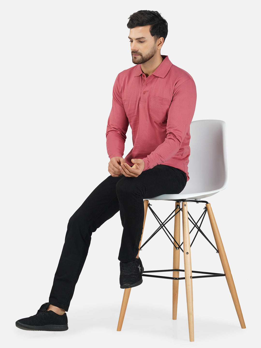 Men's Polo Full Sleeve T-Shirt Dusty Rose