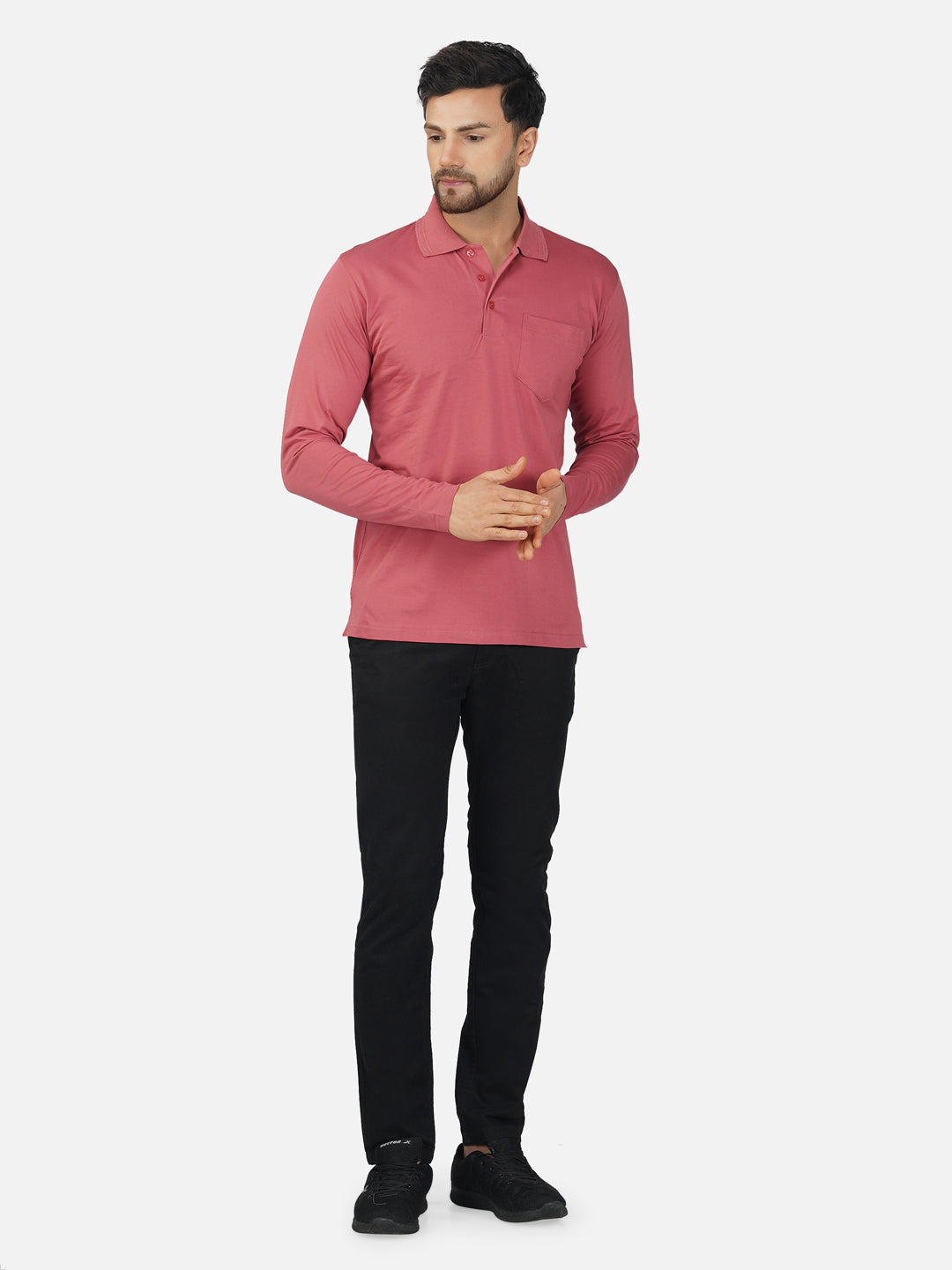 Men's Polo Full Sleeve T-Shirt Dusty Rose