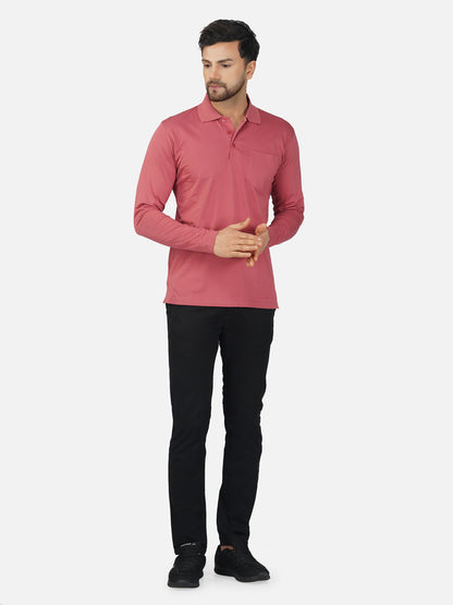 Men's Polo Full Sleeve T-Shirt Dusty Rose