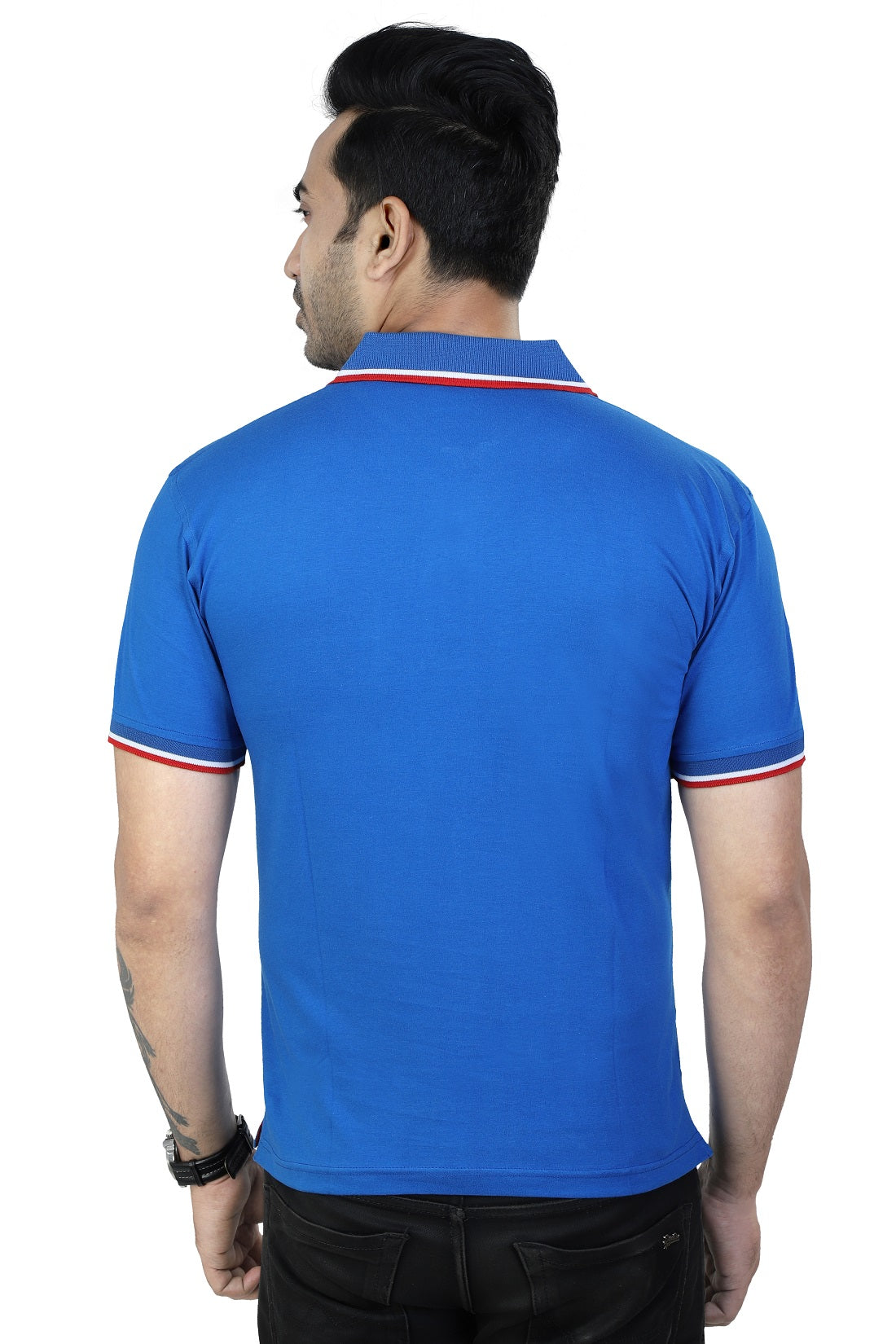 Men's Polo Half Sleeve Design T-Shirt Royal Blue and Red