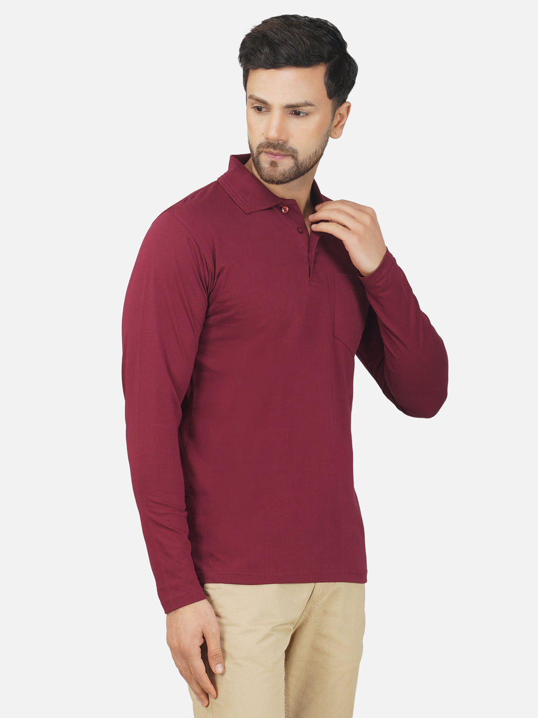 Men's Polo Full Sleeve T-Shirt Wine