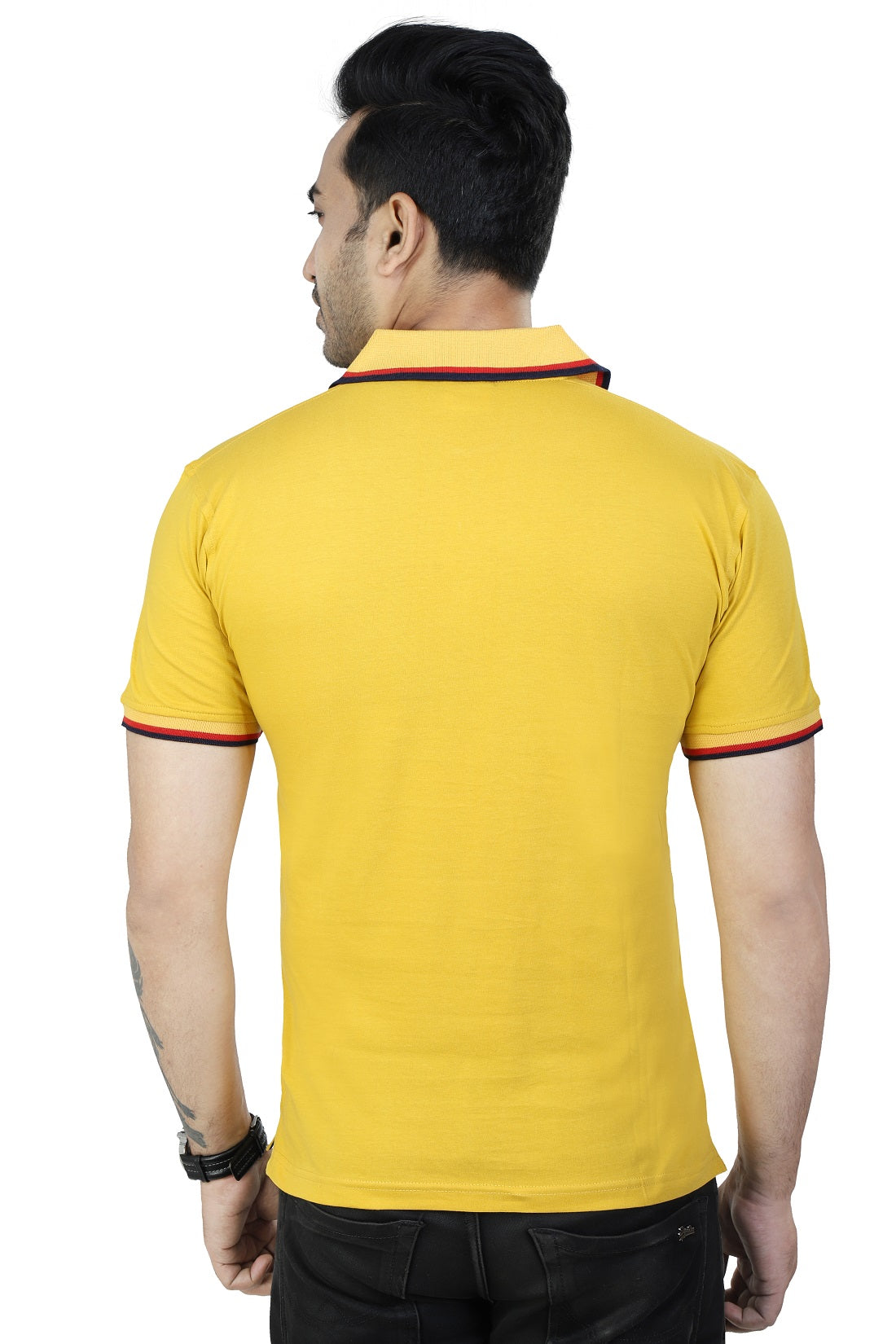 Men's Polo Half Sleeve Design T-Shirt Yellow and Black