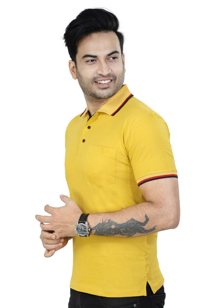 Men's Polo Half Sleeve Design T-Shirt Yellow and Black